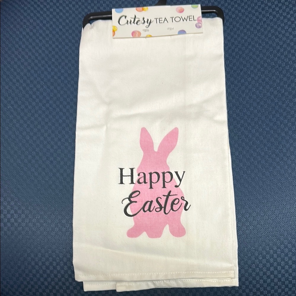 Pink and White Easter Bunny Party Towel